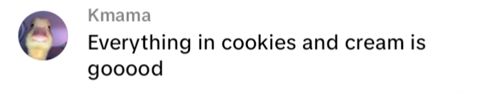 Customer review from Kmama: “The cookies and cream is everything”